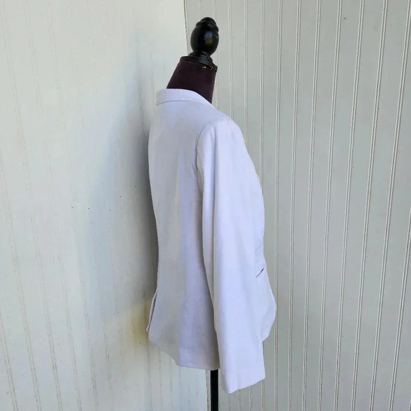 Banana Republic Blazer Womens  White Linen Blend Lightweight Butron Jacket Sz 14 - Picture 4 of 12